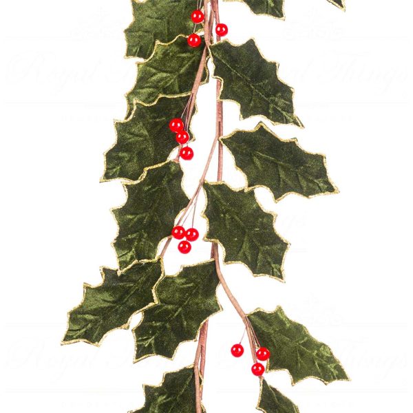 Goodwill Christmas Flowers Branches Holly Berry Leaf Garland Green Sp 20786