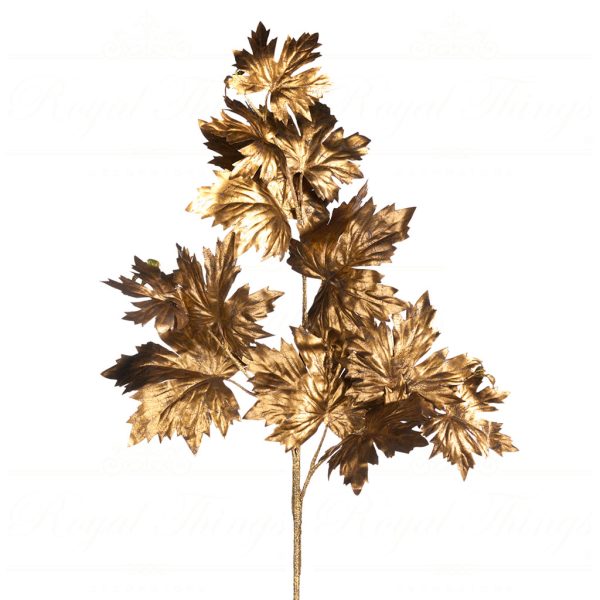 Goodwill Christmas Flowers Branches Metallic Antique Maple Leaf Stem Gold Copper Sp 20777