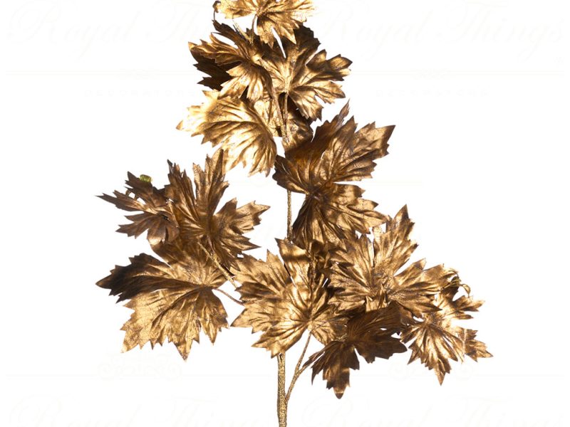 Goodwill Christmas Flowers Branches Metallic Antique Maple Leaf Stem Gold Copper Sp 20777
