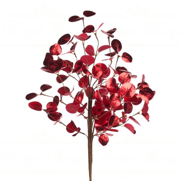 Goodwill Christmas Flowers Branches Metallic Eucalyptus Leaf Red A 49939