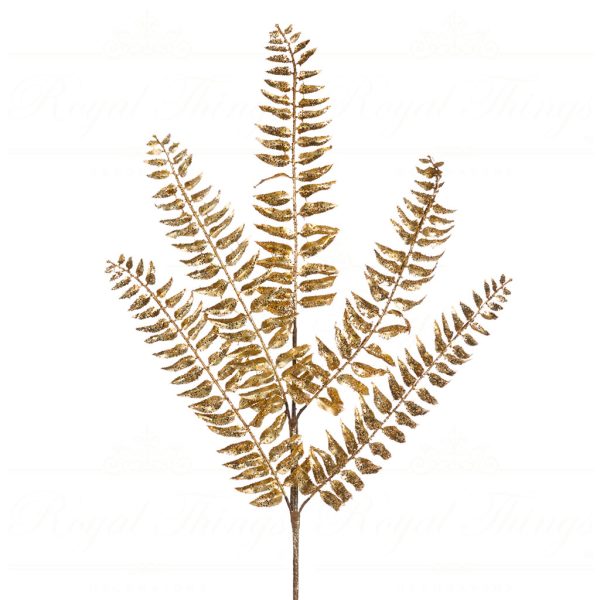 Goodwill Christmas Flowers Branches Metallic Fern Stem Gold A 49928