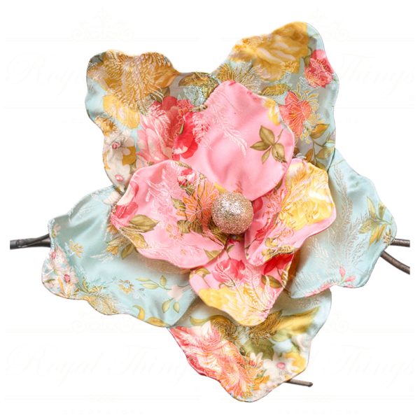 Goodwill Christmas Flowers Brocade Flower On Clip Pink Blue Yellow T 80016 Blue