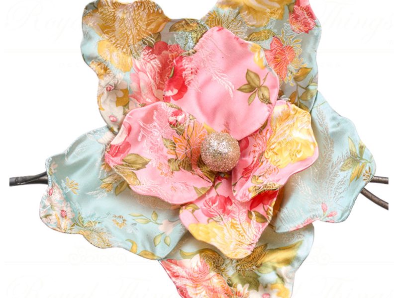 Goodwill Christmas Flowers Brocade Flower On Clip Pink Blue Yellow T 80016 Blue