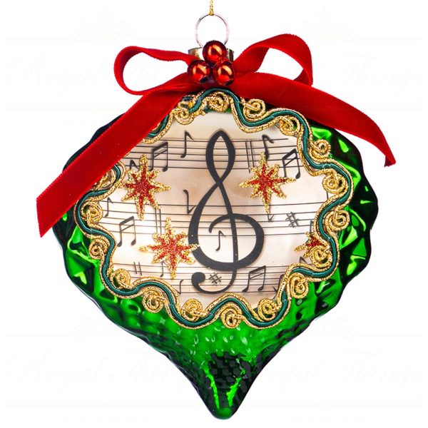 Goodwill Christmas Glass Ball Music Note Clef Onion Red Green Gold Tc 15116 Green