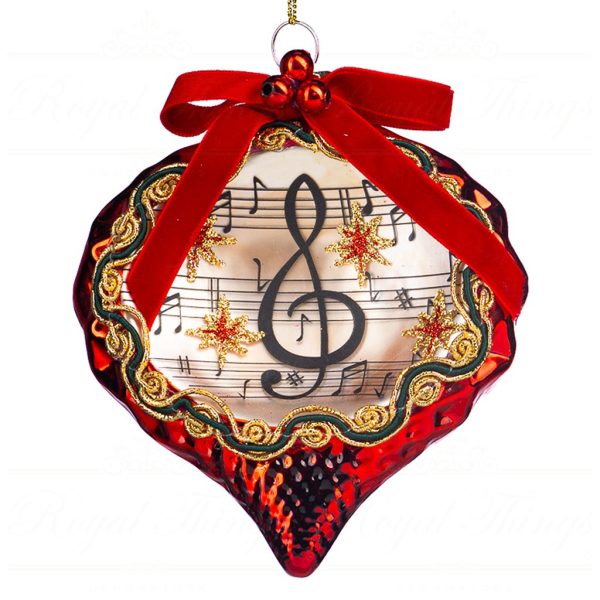 Goodwill Christmas Glass Ball Music Note Clef Onion Red Green Gold Tc 15116 Red