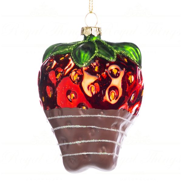 Goodwill Christmas Glass Ornament Chocolate Dipped Strawberry Red Green Brown Pink Tr 21249 Brown