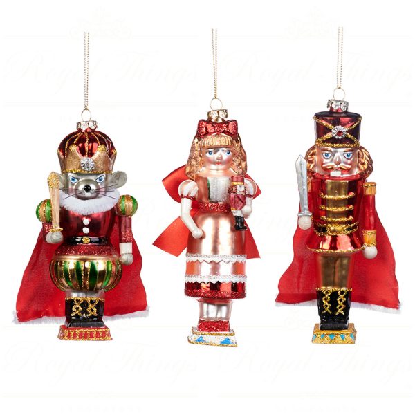 Goodwill Christmas Glass Ornament Fabric Nutcracker Suite Red Gold Tr 21156