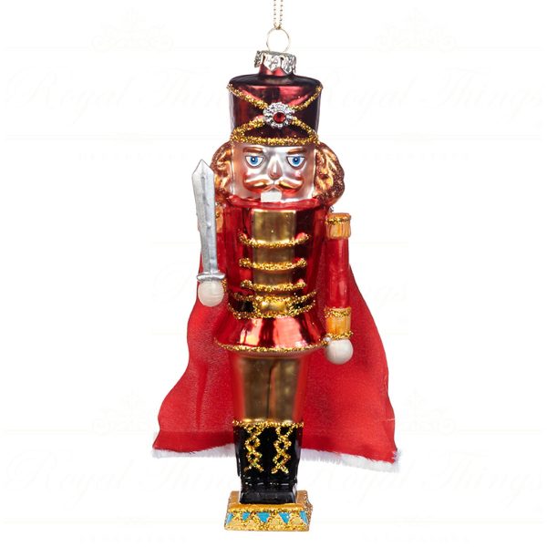 Goodwill Christmas Glass Ornament Fabric Nutcracker Suite Red Gold Tr 21156 Soldier