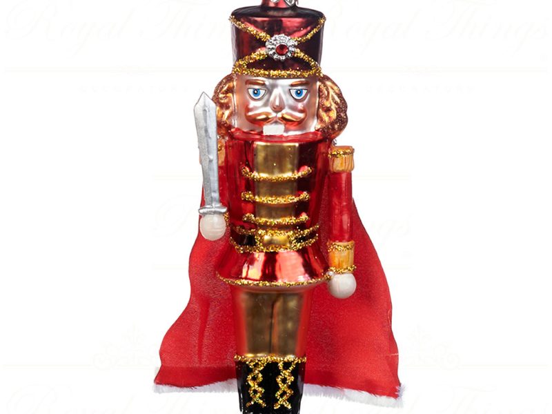 Goodwill Christmas Glass Ornament Fabric Nutcracker Suite Red Gold Tr 21156 Soldier