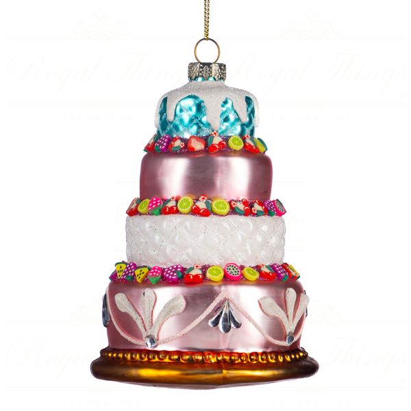 Goodwill Christmas Glass Ornament Fruit Pie Cake Pink Blue White Gold Tc 15103