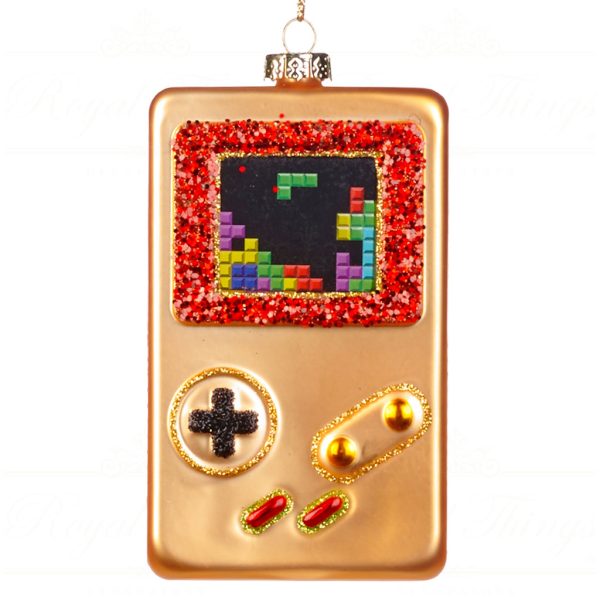 Goodwill Christmas Glass Ornament Glitter Game Boy Red Gold Multicolor Tr 21237 Gold