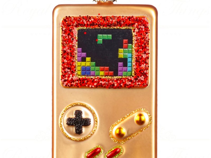 Goodwill Christmas Glass Ornament Glitter Game Boy Red Gold Multicolor Tr 21237 Gold