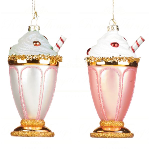 Goodwill Christmas Glass Ornament Ice Cream Sundae White Pink Gold Green Tr 21247