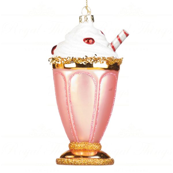 Goodwill Christmas Glass Ornament Ice Cream Sundae White Pink Gold Green Tr 21247 Pink