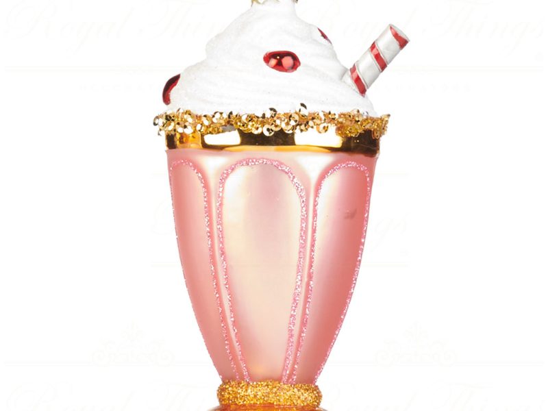 Goodwill Christmas Glass Ornament Ice Cream Sundae White Pink Gold Green Tr 21247 Pink