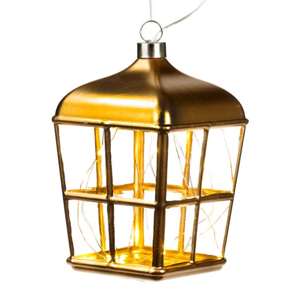 Goodwill Christmas Glass Ornament Led Lantern Gold P 31527