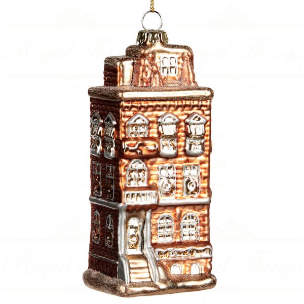 Goodwill Christmas Glass Ornament Mansion House Gold C 16069