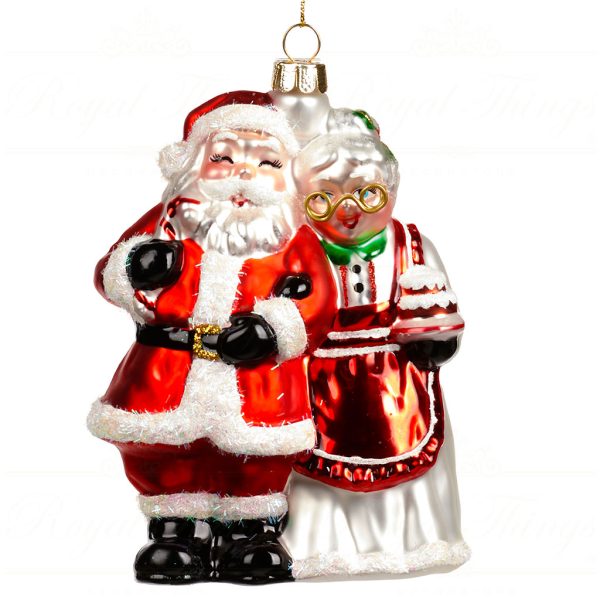 Goodwill Christmas Glass Ornament Mr And Mrs Santa Red White Black Ya 92509