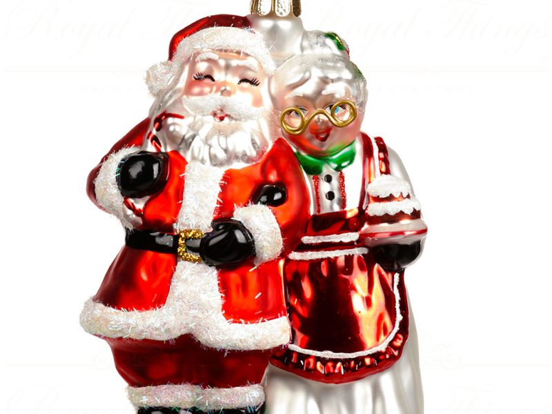 Goodwill Christmas Glass Ornament Mr And Mrs Santa Red White Black Ya 92509