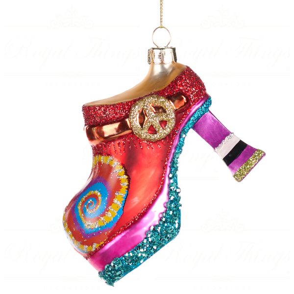Goodwill Christmas Glass Ornament Rainbow Platform Boot Shoe Multicolor Tr 20423 Blue