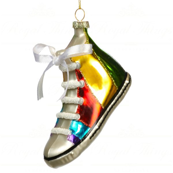 Goodwill Christmas Glass Ornament Rainbow Sneaker Multicolor Tc 15010