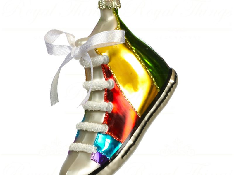 Goodwill Christmas Glass Ornament Rainbow Sneaker Multicolor Tc 15010