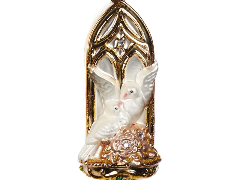 Goodwill Christmas Glass Ornament Religious Peace Dove Window White Gold Tr 21305