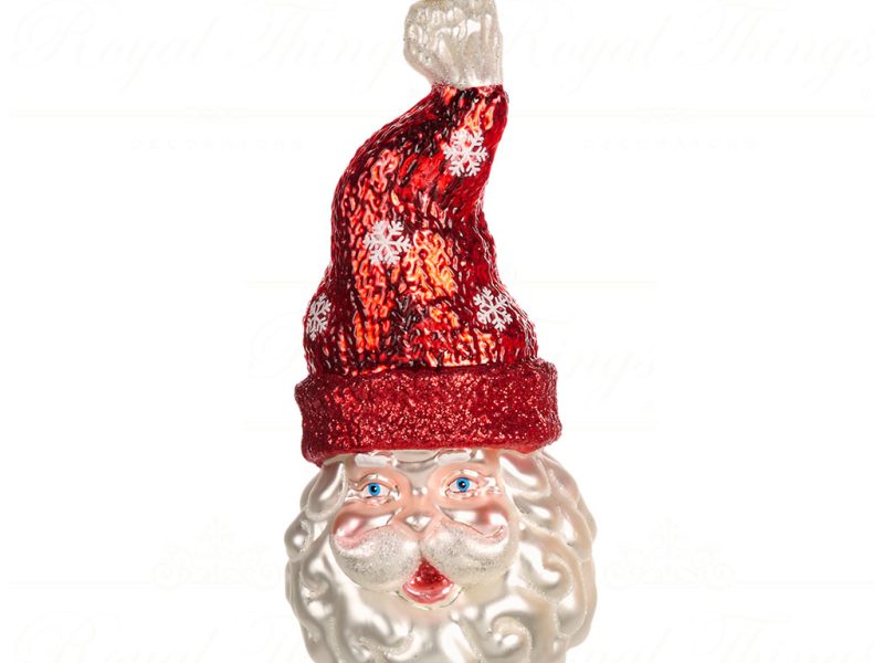 Goodwill Christmas Glass Ornament Santa Deer Head With Hat Red White Gold Tr 20562 Santa