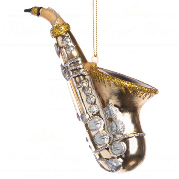 Goodwill Christmas Glass Ornament Saxophone Accordion Red White Gold Tr 21102 Saxophone