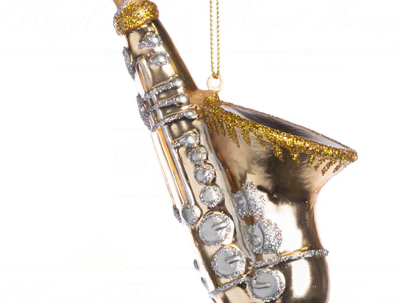 Goodwill Christmas Glass Ornament Saxophone Accordion Red White Gold Tr 21102 Saxophone