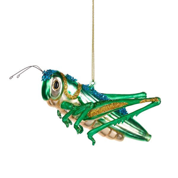 Goodwill Christmas Glass Ornament Sequin Grasshopper Green Tr 20629