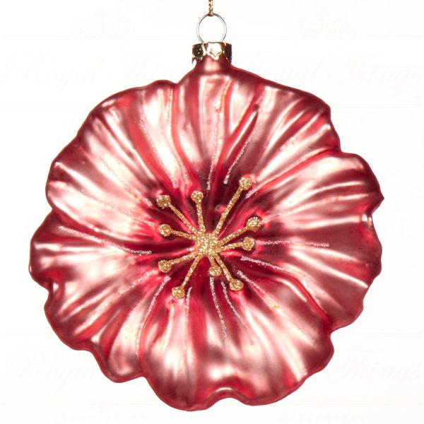 Goodwill Christmas Glass Ornament Tropical Flower Pink C 18110