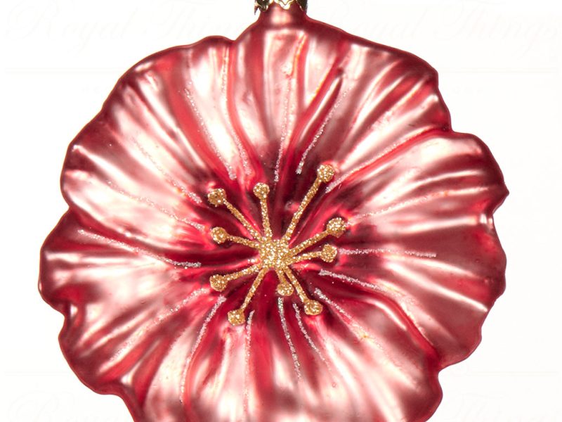 Goodwill Christmas Glass Ornament Tropical Flower Pink C 18110