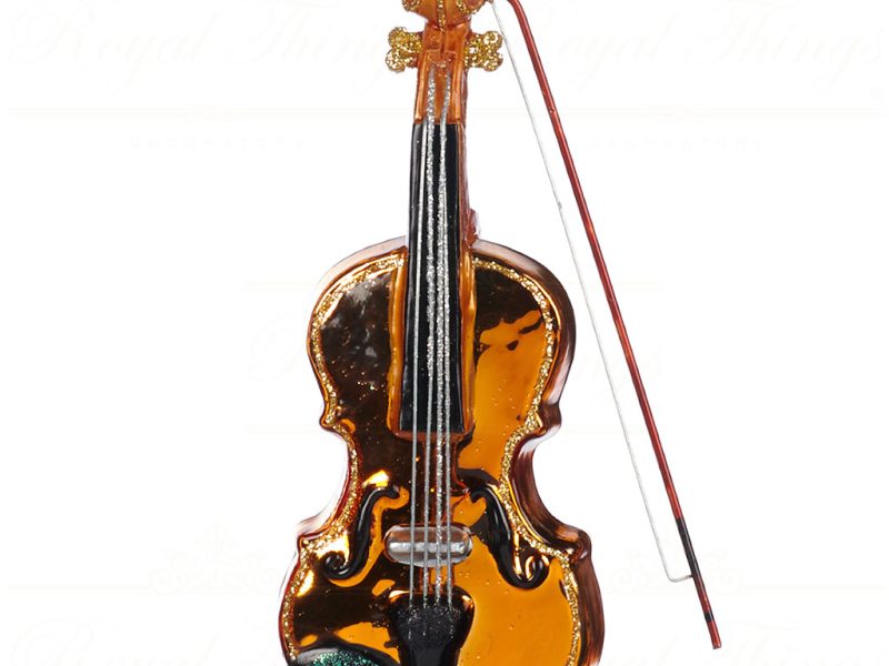 Goodwill Christmas Glass Ornament Violin Gold Tr 21324