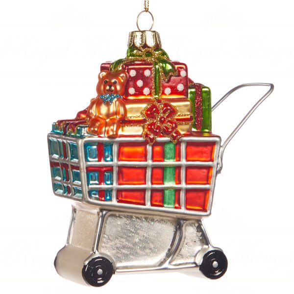 Goodwill Christmas Glass Ornament Xmas Gifts Shopping Cart Multicolor Ya 92441