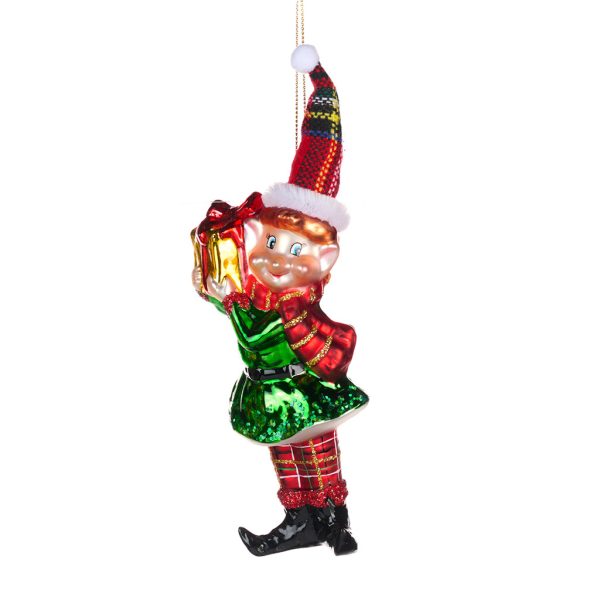 Goodwill Christmas Glass Ornament Xmas Helper Elf Green Red Ya 92622 Boy