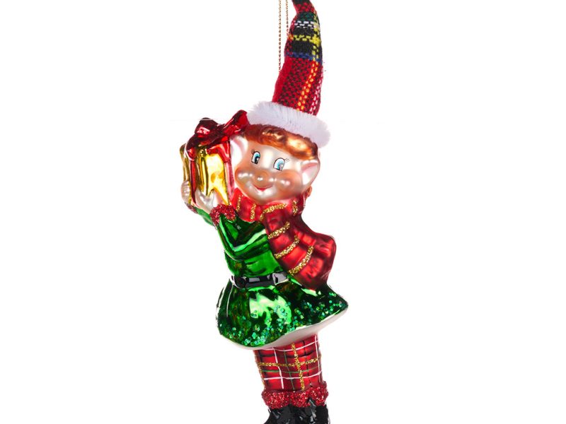 Goodwill Christmas Glass Ornament Xmas Helper Elf Green Red Ya 92622 Boy