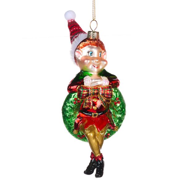 Goodwill Christmas Glass Ornament Xmas Helper Elf Green Red Ya 92622 Girl