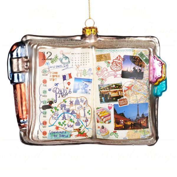 Goodwill Christmas Glass Ornament Xmas Travel Journal Brown White Multicolor Tr 22475