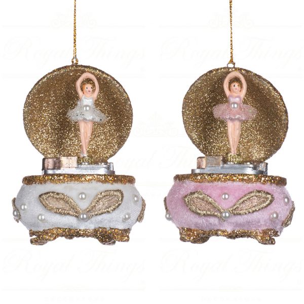 Goodwill Christmas Ornament Ballerina In Music Box Pink White Gold B 90369