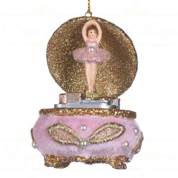 Goodwill Christmas Ornament Ballerina In Music Box Pink White Gold B 90369 Pink
