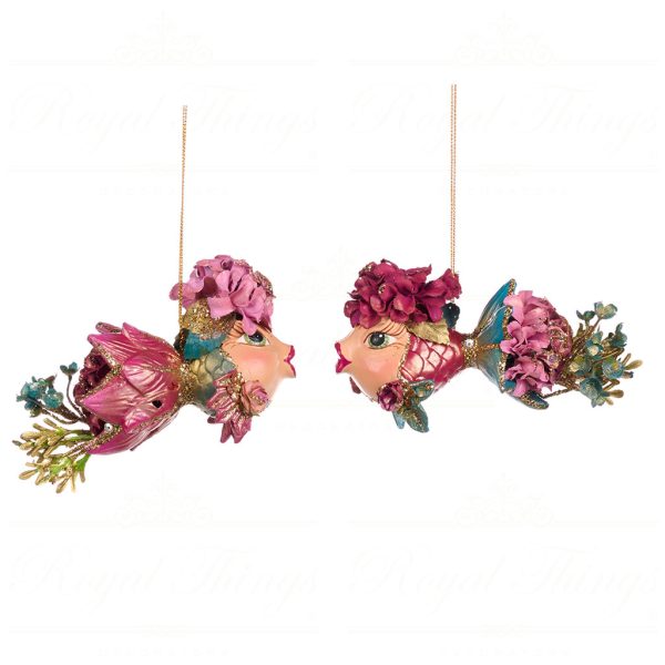 Goodwill Christmas Ornament Botanica Flower Fish Pink Green Purple Gold B 88004
