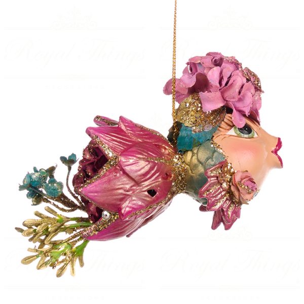 Goodwill Christmas Ornament Botanica Flower Fish Pink Green Purple Gold B 88004 Blue
