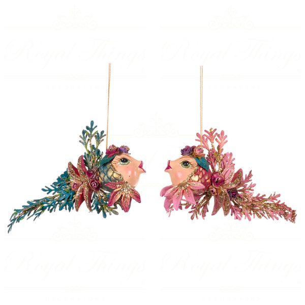Goodwill Christmas Ornament Botanica Flower Fish Pink Green Purple Gold B 88008