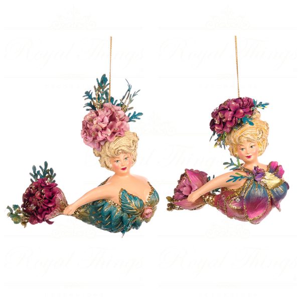 Goodwill Christmas Ornament Botanica Flower Mermaid Pink Green Purple Gold B 88007