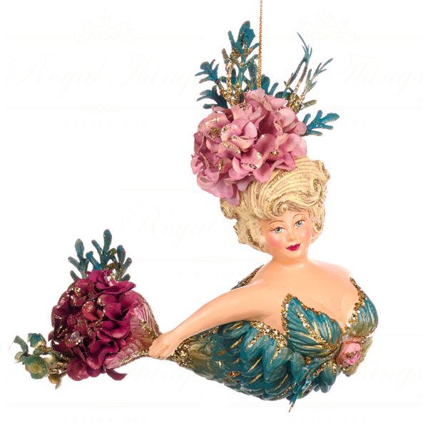 Goodwill Christmas Ornament Botanica Flower Mermaid Pink Green Purple Gold B 88007 Blue