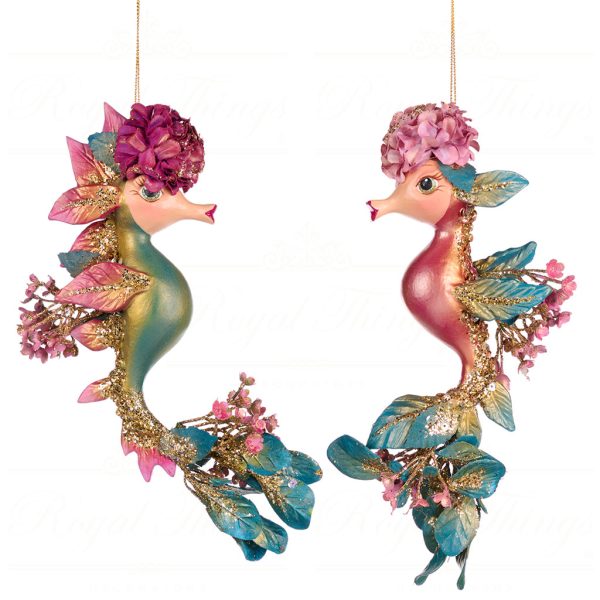 Goodwill Christmas Ornament Botanica Flower Seahorse Pink Green Purple Gold B 88001