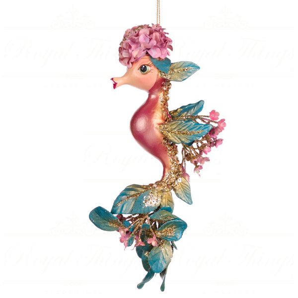 Goodwill Christmas Ornament Botanica Flower Seahorse Pink Green Purple Gold B 88001 Pink