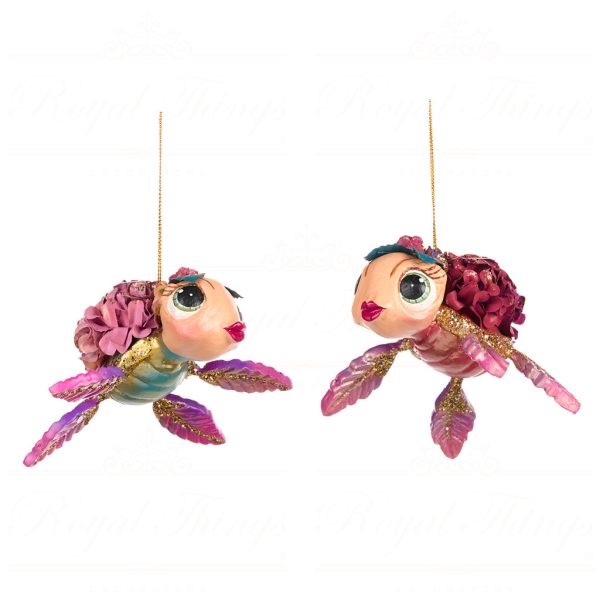 Goodwill Christmas Ornament Botanica Flower Turtle Pink Green Purple Burgundy Gold B 88000