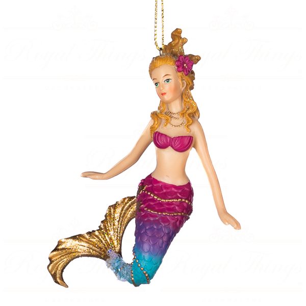 Goodwill Christmas Ornament Botanica Mermaid Gold Purple Blue Tr 20606 Open